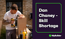 Header for an interview with Dan Chaney who is pictured in a white t-shirt with a powered drilling machine in his hands