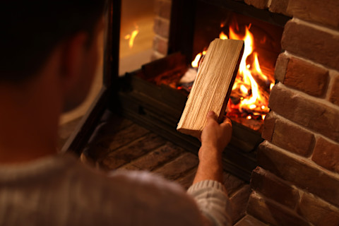 Wooden fireplace