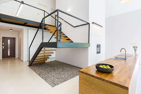 Mixed metal stair railings