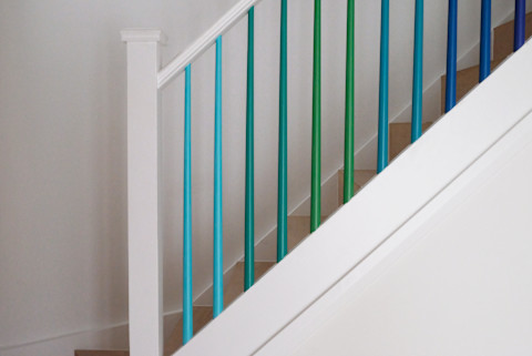 Colourful staircase railings