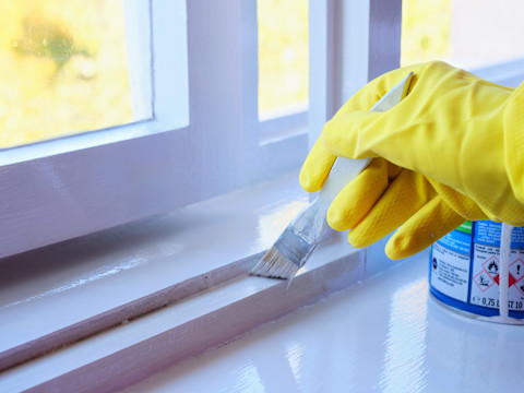 Touching up paint with a paint brush