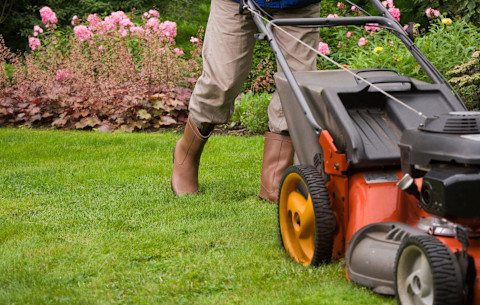 Mowing a lawn