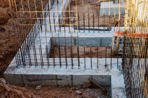 Some piling in a construction site.