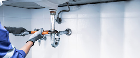 Kitchen sink being fixed