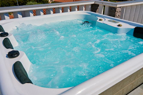 Hot tub full of water