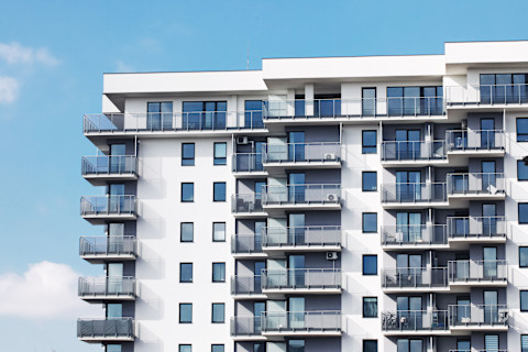 Modern high-rise apartment block