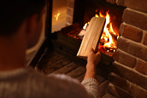 Wooden fireplace