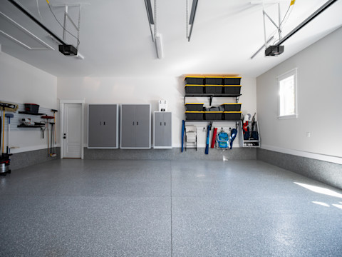 This image shows durable flooring in a garage. 