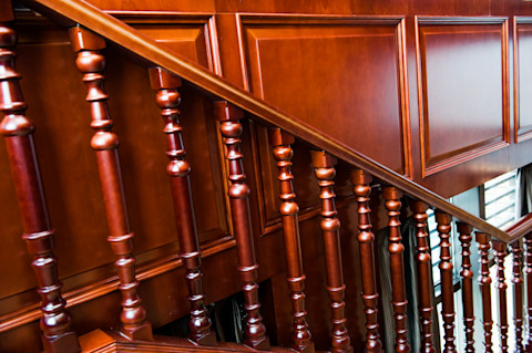 Wooden stair railings
