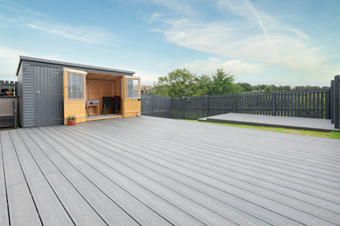 Composite decking in garden