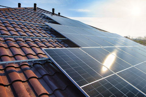 Solar panels on house roof