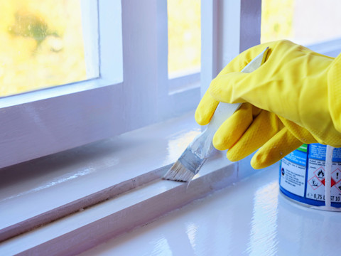 Touching up paint with a paint brush