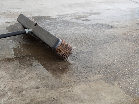 Cleaning a garage floor