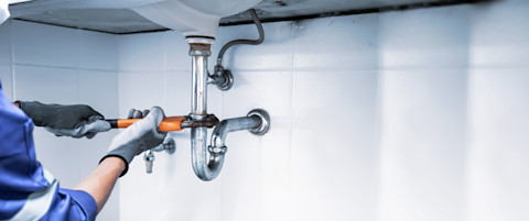 Kitchen sink being fixed