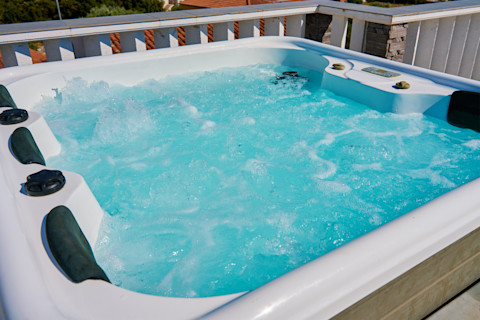Hot tub full of water
