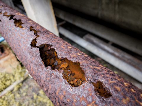 Rusted cast iron pipe