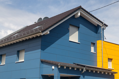 Blue colour house cladding