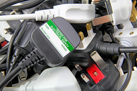 Electrical appliance plugs marked as PAT tested