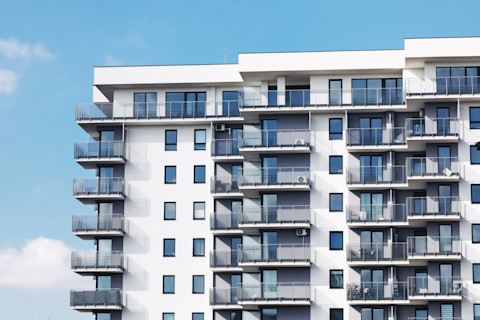 Modern high-rise apartment block