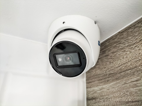 A closeup of a camera for security