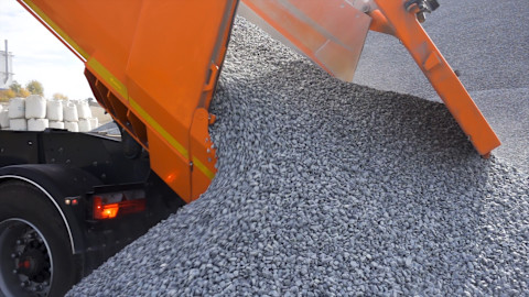 Dumping gravel from a truck