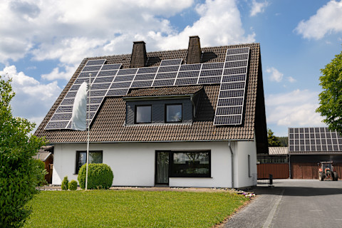 solar panels on roof