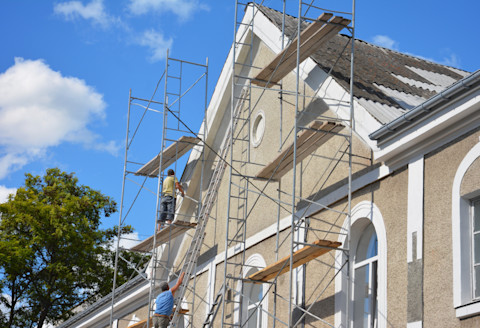 This image shows rendering being applied to a house.