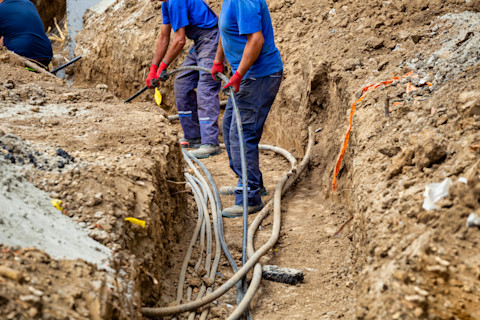 Cables in a trench