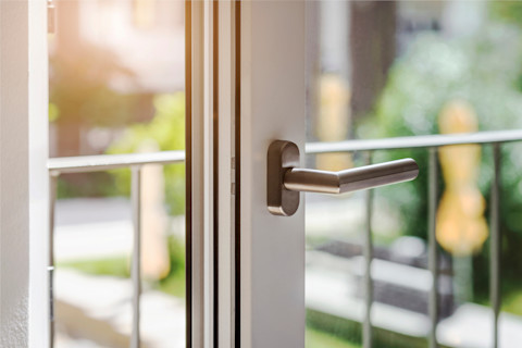 A door with triple glazed glass