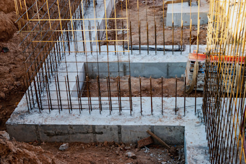 Some piling in a construction site.