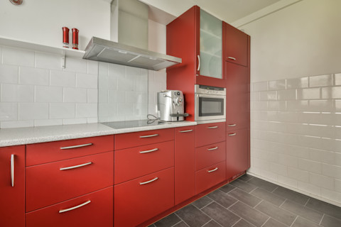Modern red kitchen cabinets