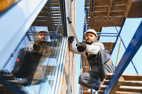 New apartment building under construction in England.