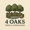 4 oaks trees and landscaping